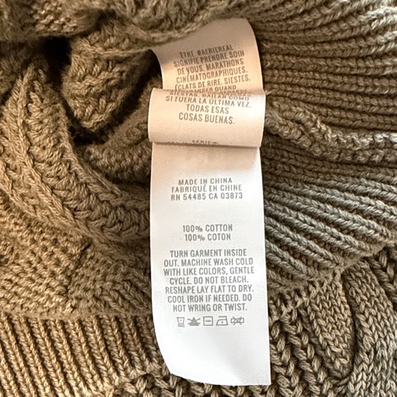 Aerie Green Cable Knit Cardigan 💯 % Cotton - Picture 7 of 7